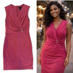 White House Black Market Dress Size 10 Hot Pink instantly slimming knee length